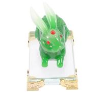 ORFOFE Green Jade Bunny Figurine Tabletop Adornment Rabbit Statue Decor with Lunar Year Elements for Home Office Dining Coffee Shop Vivid Rabbit Design Adds Festive Charm and Elegance