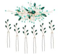 ORFOFE Green Rhinestone Hair Comb with Leaf-like Appearance, Versatile and Resistant to Fading, Stylish Hair Accessory for Women, for Wedding and Casual Occasions