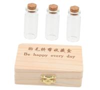 ORFOFE Hair Glass and Fetal for Preserving Collection Keepsake Box with Umbilical Cord 3 Storage Bottles, Wooden Souvenir Teeth Milk Miscarriage Keepsake, Suitable