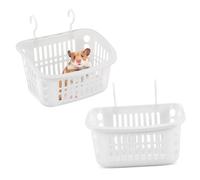 ORFOFE Hamster Hanging Basket and Chinchilla Bed Set, Large Rectangular Gray-white Hanging Nests for Small Pets, Comfortable Rat Bed Supplies for Cage Sleeping and Playing