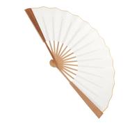 ORFOFE Hand Folded Rice Paper Folding Fan with Bamboo Handle, Sturdy Brown Traditional Handheld Fan for Home Decoration and Photo Prop, Unique Antique Design
