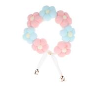 ORFOFE Hand Knitted Pet Collar for Cats and Dogs, Small Size Pink and Blue Flower Decorative Knitted Neck Ring, Soft Fashionable Cat and Dog Collar for Daily Wear