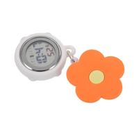 ORFOFE Hanging Lapel Nurse Watch with Orange Floral Design Luminous Digital Display Retractable Fob for Medical Workers Precise Timing for Night Shifts and Clinical Use