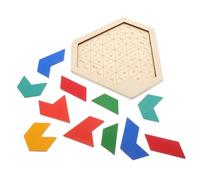 ORFOFE Hexagon Tangram Wooden Puzzle Intelligence Logic Game for Adults Educational Brain Teasers Cognitive Growth Creative Pattern Building for Family Party and Early Learning