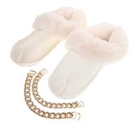 ORFOFE Hole Shoe Warm Plush Liner Insole Winter Replacement Insert Fleece Lining for Outdoor Camping and Hiking, Size 38-39, White Long Hair Sock Design