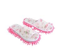 ORFOFE Home Slipper Pink Canvas Chenille Dusting Slipper Pair with Hair and Dust Cleaning Function for Floor Cleaning at Home