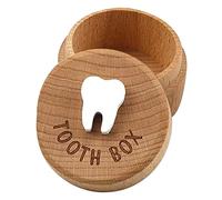 ORFOFE Keepsake Box Tooth Holder for Boys and Girls Wooden Storage Case Removable Lid Memory Tooth Organizer