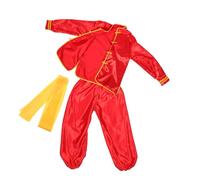 ORFOFE Kung Fu Outfit Red Long Sleeve Tai Chi Uniform Martial Arts Costume Breathable Martial Arts Training and Performance Attire