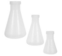 ORFOFE Laboratory Plastic Conical Flasks 3pcs with Lids 100/250/500ml for Science Experiments and Research