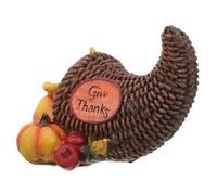 ORFOFE Large Cornucopia Basket Harvest Fern Horn of Plenty Wicker Grapevine Fall Basket Festive Autumn Pumpkin Ornaments and Blue Grape Pumpkin Fruit for Table Centrepiece