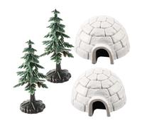 ORFOFE Lifelike Miniature Ice House Model with Realistic Igloos and Artificial Mini Christmas Trees Detailed Snow Building Decor for Christmas Village Sand Table Landscape Desktop