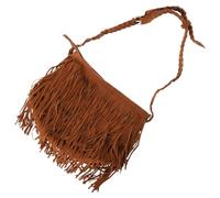 ORFOFE Light Tan Faux Leather Tassel Shoulder Bag Crossbody Tote with Fringe Spacious Handbag for Women Daily Use Stylish Vintage Design for Birthday and
