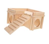 ORFOFE Lizard Habitat Reptile Basking Platform Bearded Dragon Basking Platform Hamster Hide Cave Bearded Dragon Ramp Reptile Tank Hideout Large Hide Cave Light Brown Wooden