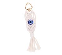 ORFOFE Macrame Tassel Keychain with Evil Eye Pendant Handmade Rope Bag Hanging Charm for Women Unique Wallet Holder and Multi-use Key Ring Accessory