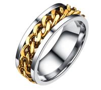 ORFOFE Men’s Spinner Ring Gold Stainless Steel Adjustable Open Bottle Opener Finger Jewelry with Box, Stylish Round Band Suitable for Daily Wear and