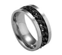 ORFOFE Men’s Spinner Ring Stainless Steel Rotatable Chain Ring Black Size 8 with Box Stylish Finger Jewelry for Everyday Wear