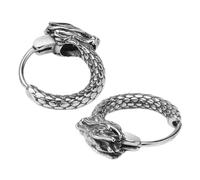 ORFOFE Men's Retro Dragon Hoop Earrings with Silver Plating Ethnic Style Tiny Hoops for Casual and Formal Wear Unique Prom Jewelry