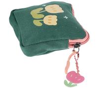 ORFOFE Menstrual Pad Holder Portable Sanitary Napkin Storage Bag Square Flower Pattern Coin Purse for Outdoor Use Dark Green