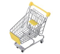 ORFOFE Metal Mini Shopping Cart for Iron and Plastic Trolley with Smooth Rolling Wheels Seat Easy Grip Handle Versatile Storage Basket for Role Play and Dollhouse Display Yellow Medium