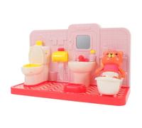 ORFOFE Mini Bathroom with Cute Bear Toilet for Potty Training Early Learning Pretend Play Restroom Furniture Interactive Training Toilet Supporting Hygiene Skills and Imagination