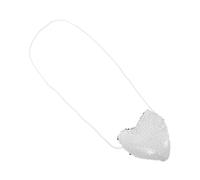 ORFOFE Mini Heart-Shaped Sequin Purse with Lanyard Toddler Crossbody Bag Sparkly Silver Coin Wallet for Girls Accessory