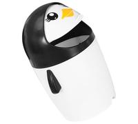 ORFOFE Mini Penguin Trash Can with Flip Lid, Plastic Tiny Desk Trash Bin for Bedroom and Office, Cartoon Waste Basket with Easy to Move Feature, Compact Desktop Garbage Container
