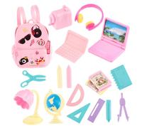 ORFOFE Mini School Supplies Set for Dolls Stationery Kit with Mini Backpacks Rulers and Accessories Dollhouse Learning Supplies for Endless Play Random Color