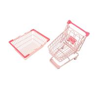 ORFOFE Mini Shopping Cart and Basket Compact Lightweight Storage for Makeup and Versatile Decorative Props for Supermarket Role Play and DIY Crafts Design