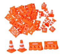 ORFOFE Mini Traffic Cones and Fences for Orange Roadblock Educational Plaything Safe Plastic Material Cognitive Development and Traffic Safety Learning Aid