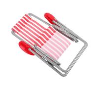 ORFOFE Miniature Beach Chair Model Folding Deck Chair for Dollhouse Decor Highly Simulated Red Stripe Design for House Decoration and Beach Scene Setup