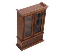 ORFOFE Miniature Cupboard Bookshelf Wooden Mini Storage Hutch Kitchen Dollhouse Bookshelf Wood Cabinet 1:12 Furniture Display Showcase Decoration Sideboard Accessories Coffee