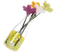 ORFOFE Miniature Daisy Flower Vase Ornament for Dollhouse Transparent Glass Mini Plant Pot Decoration Tiny House Decor Accessory Safe Material for Bonsai Shelf Car Dashboard Display