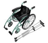 ORFOFE Miniature Doll Wheelchair and Crutches for Dollhouse Decor Folding Wheelchair Model with Realistic Design Doll Accessories for Mini House Supply and DIY Layout