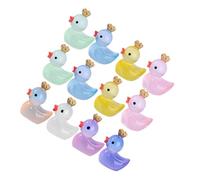 ORFOFE Miniature Glow in The Dark Duck Night Light Mini Crown Duck Decorations Resin Miniature Figurines for Garden