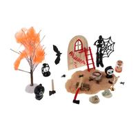 ORFOFE Miniature Halloween Village Crafts Intricate Resin Figurine Sculptures for Dollhouse Accessories Haunted Decor for Party Classroom Home Display Enhancing Festive Atmosphere