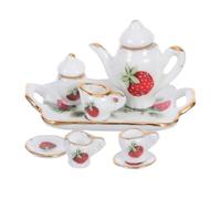 ORFOFE Miniature Porcelain Tea for Dollhouse Complete Mini Ceramic Teapot Tea Cups and Tray Non-toxic Dollhouse Decoration Accessories for Pretend Play and Collectible Scene Building