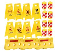 ORFOFE Miniature Traffic Sign Educational Road Safety Play for Includes Yellow Crash Barrels Warning Signs Water Barriers Lightweight Compact for Interactive Learning