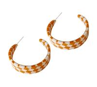 ORFOFE Minimalist Checkerboard Acrylic Hoop Earrings for Teen and Women Lightweight Color-block Geometric Drop Jewelry Fashion Accessory for Parties and Weddings