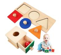ORFOFE Montessori Educational for Ball Drop Box with Smooth Edges and Geometric Inlay Develops Fine Motor Skills Hand Eye Coordination and Parent Interaction for Preschoolers