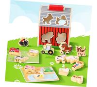 ORFOFE Montessori Farm Animals Play Set Wooden Barn Educational for Age Boys Cognitive Development Color Recognition Preschool Learning Activity