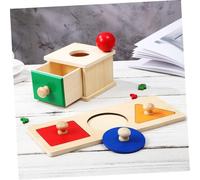 ORFOFE Montessori Object Permanence Box for Ball Drop and Geometric Inlay Educational Cognitive for Fine Motor Skills Development Safe Material for Learning and Play