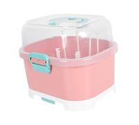 ORFOFE Multifunctional Baby Bottle Drain Rack Infant Bottle Dryer Dust-Proof Lid Medium Pink Storage Box for Feeding Accessories