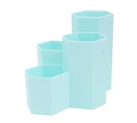 ORFOFE Multifunctional Hexagonal Pen Holder for Desk with 4 Hexagonal Compartments, Blue Pp Desktop Stationery Organizer for Teachers and Students, for Office and Study Storage