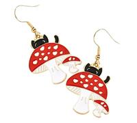 ORFOFE Mushroom Cat Earrings Lightweight Drop Dangle Fashion Jewelry for Women Versatile Daily Wear Gift for Daughter Wife Bridesmaids Birthday Valentine Graduation