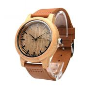 ORFOFE Natural Bamboo Wooden Watch for Men with Leather Strap Vintage Casual Wristwatch Maple Face with Box Lightweight Classic Style