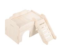 ORFOFE Natural Wood Hamster Hideout Hut with Ladder Bite-resistant Small Animal House for Hamsters and Chinchillas Comfortable Sleep and Play Shelter