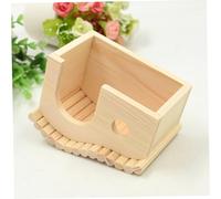 ORFOFE Natural Wood Hamster Hideout Play House with Door and Round Safe Chewable Nest Habitat for Small Pets Like Mice Hedgehogs and Hamsters