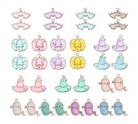ORFOFE Necklace Charm Set and Not Easy to Fade, for Jewelry Making 34 Pcs Halloween Pumpkin, Ghost, Hat Bat Pendants in Alloy Material, Portable Decorating Your Bag