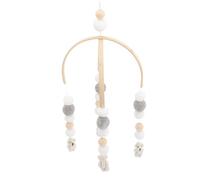 ORFOFE Nordic Style Mobile Crib Hanging Wind Chime with Soft Bear and Wooden Beads Nursery Decor for Sensory Stimulating Bed Ornament in Grey