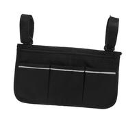 ORFOFE Oxford Fabric Wheelchair Armrest Side Bag with Reflective Strip Multi-Compartment Storage Organizer for Electric Scooters Rollators Office Chairs Easy Installation Black